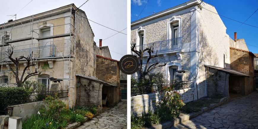 Rénovation d’une façade en aspect pierre proche de Montpellier (34)