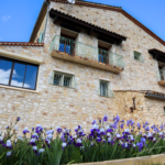 Maison avec façade effet pierre aux tons colorés régionaux