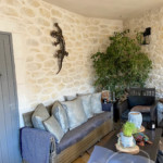 Salon avec décoration intérieure enduit aspect pierre